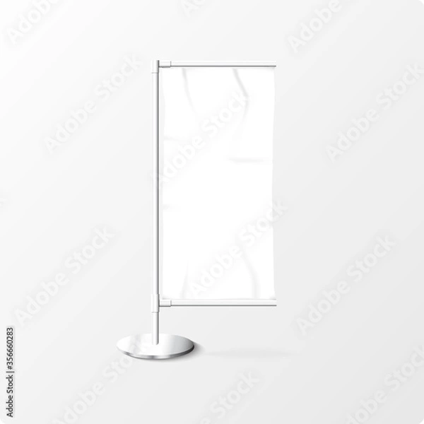 Fototapeta realistic vector white banner flag on white isoloate background