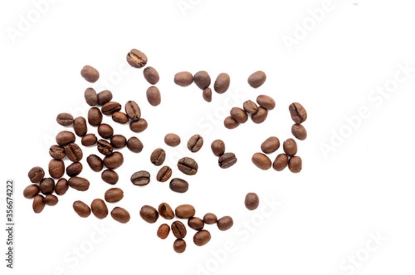 Obraz Coffee beans. Isolated on a white background.