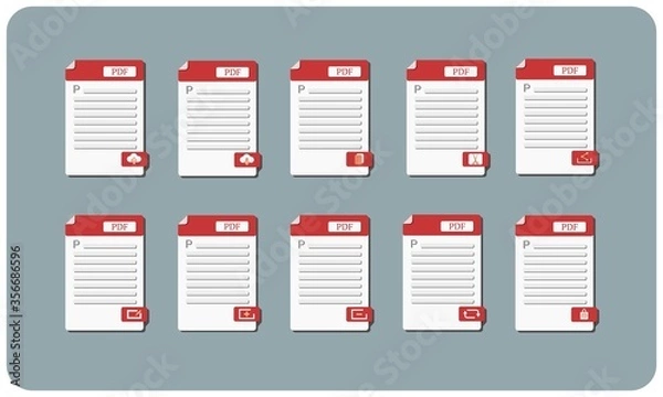 Fototapeta set of pdf icon with labels features.