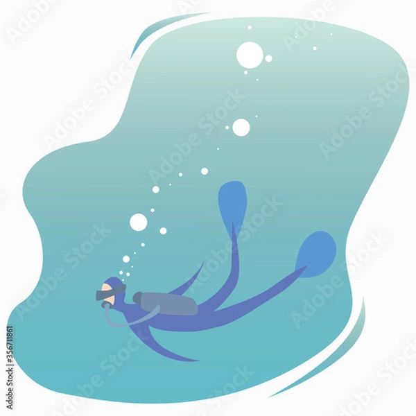 Fototapeta The driver explores the unexplored and mystical underwater world.