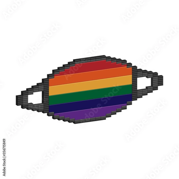 Obraz Rainbow gay pride protection symbol in virus protective mask, flag concept lgbt, 3d vector pixel art.