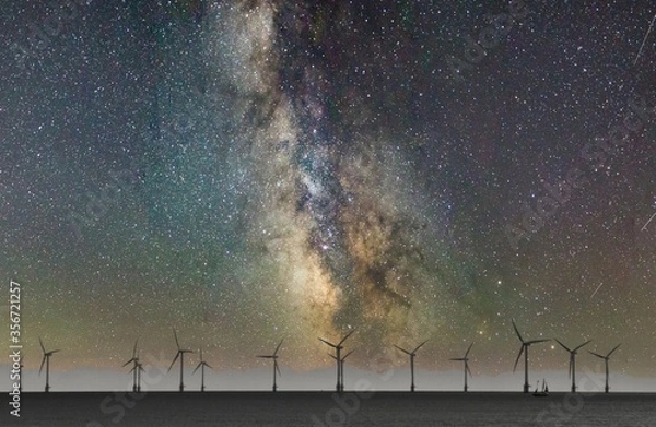 Fototapeta Windfarm night