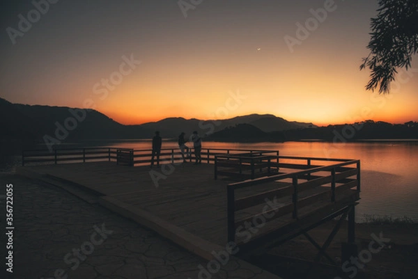 Obraz sunset on the lake