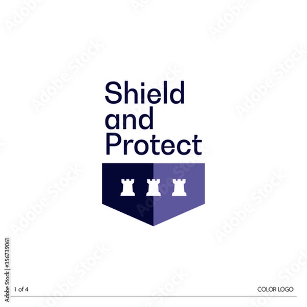 Fototapeta Shield logo, monochrome versions and description in artboards