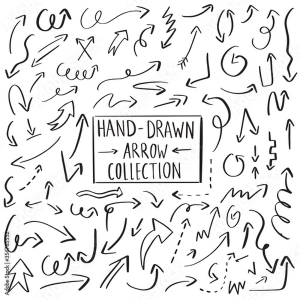 Obraz Vector rough hand drawn arrows isolated on white background