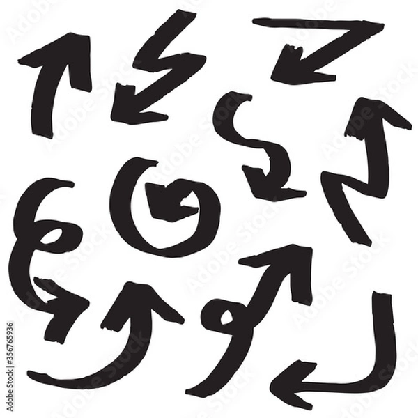 Obraz Vector rough hand drawn arrows isolated on white background