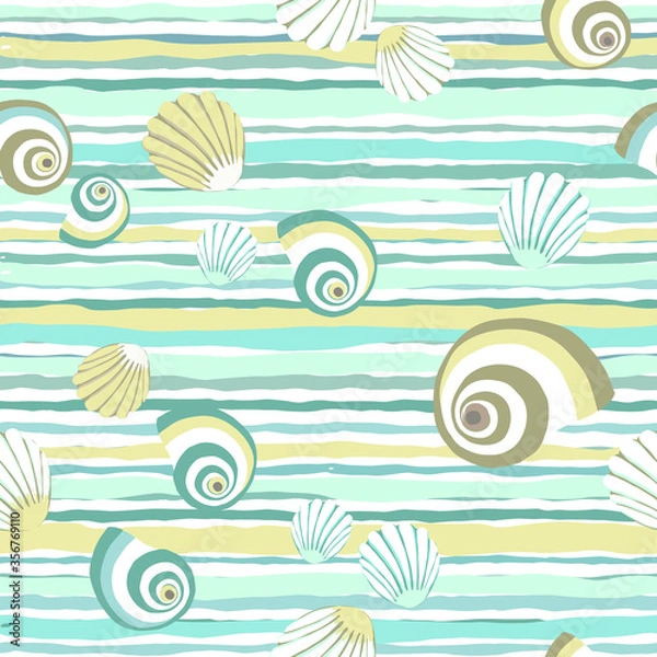 Obraz Vector seamless pattern with shells. Modern abstract design for paper, cover, fabric, interior decor and other users.