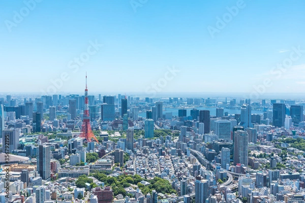 Obraz (東京都-都市風景)青空と芝公園側風景１