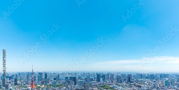 Obraz (東京都-風景パノラマ)青空とお台場方面風景８