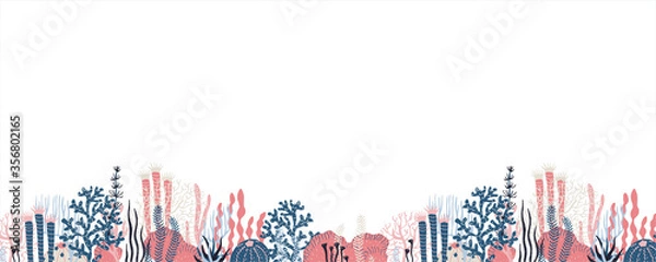 Fototapeta seamless vector border with seaweeds. Saved as swatch.