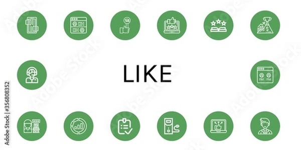 Fototapeta like icon set