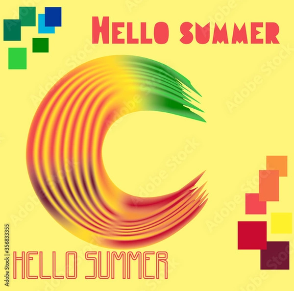 Fototapeta abstract vector brush background with rainbow Hello Summer