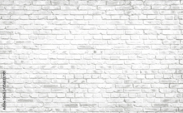Fototapeta White texture background concept: white brick wall background in rural room