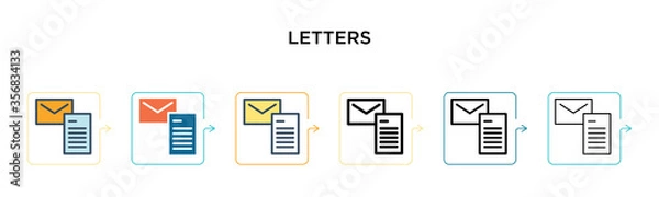 Fototapeta Letters vector icon in 6 different modern styles. Black, two colored letters icons designed in filled, outline, line and stroke style. Vector illustration can be used for web, mobile, ui