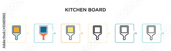 Fototapeta Kitchen board vector icon in 6 different modern styles. Black, two colored kitchen board icons designed in filled, outline, line and stroke style. Vector illustration can be used for web, mobile, ui