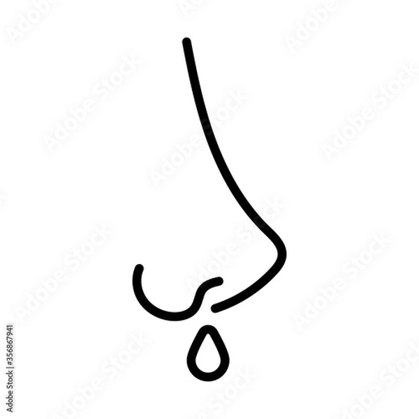 Fototapeta nose with flu, line style icon