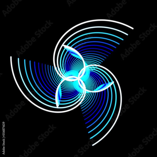 Obraz blue abstract shape on black background, isolated