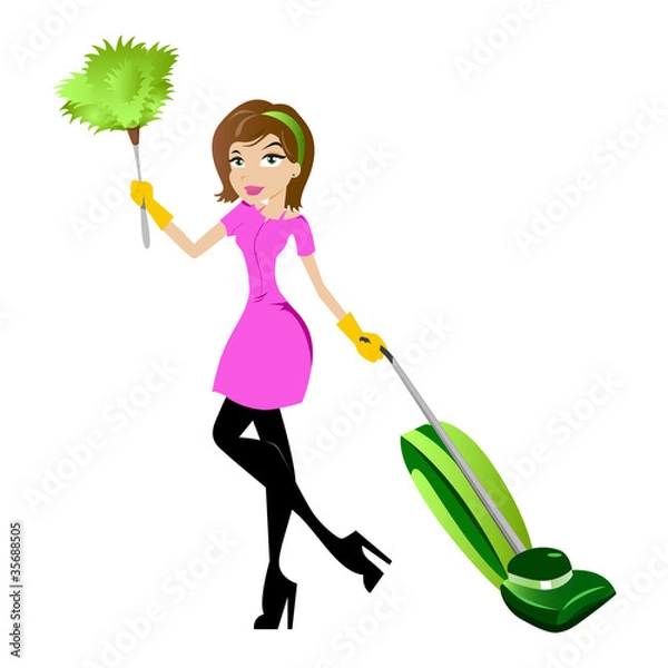 Obraz Sprzątaczka ilustracja