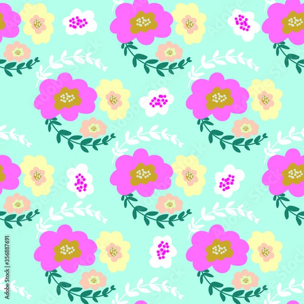 Fototapeta seamless nature of flower, branch, and leaves. Can use for print, template, fabric, presentation, textile, banner, poster, wallpaper, 