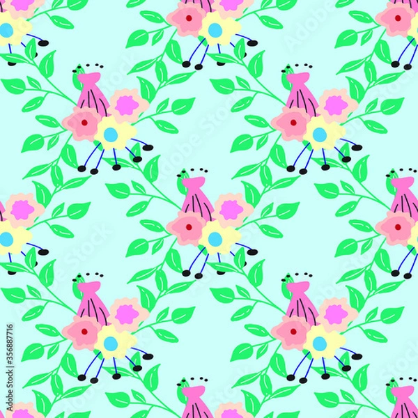 Fototapeta seamless nature of flower, branch, and leaves. Can use for print, template, fabric, presentation, textile, banner, poster, wallpaper, 