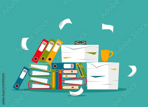 Obraz Office workplace interior cartoon design.