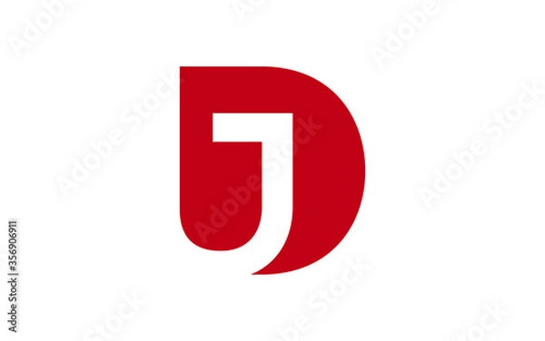 Fototapeta DJ or JD Letter Initial Logo Design, Vector Template