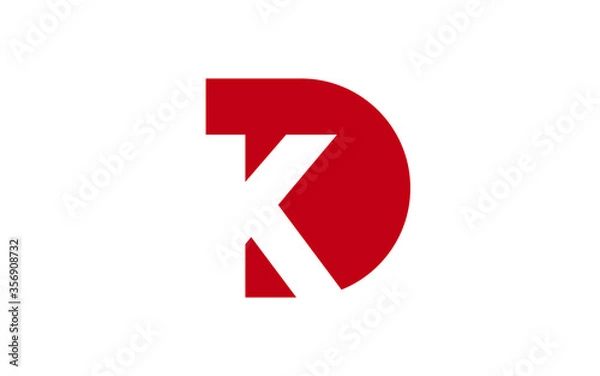 Fototapeta DK or KD Letter Initial Logo Design, Vector Template