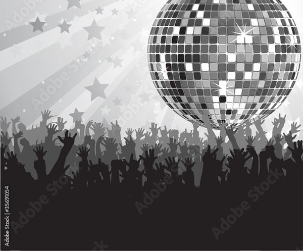 Fototapeta Diskokugel mit Fans grau/silber