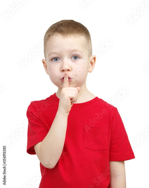Obraz Boy making silence gesture