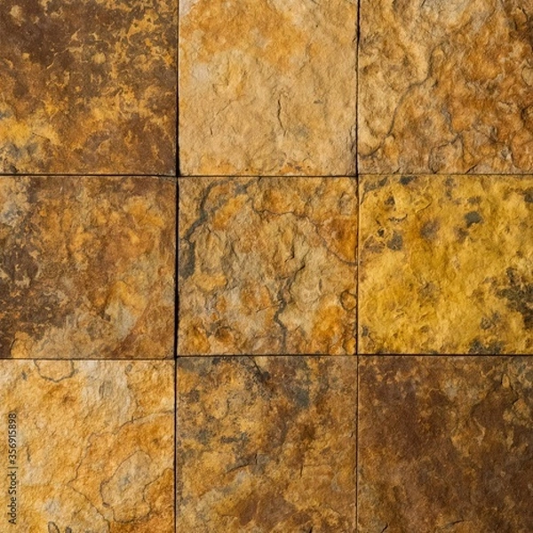 Fototapeta Gold slate tile with natural cleft, rugged texture and mottled pattern