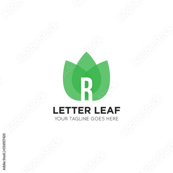 Fototapeta initial letter r leaf logo and icon vector illustration design template