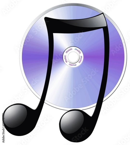 Fototapeta Cd-disk and note isolated on white background