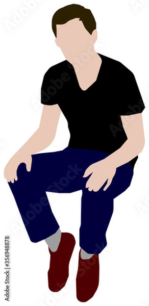 Fototapeta Sitting male person flat vector illustration