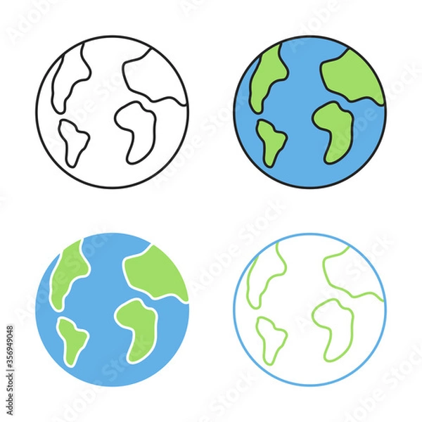 Fototapeta Planet earth icon in differents styles. Vector illustration..