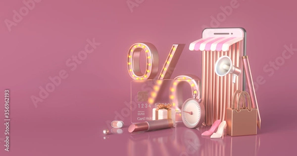 Fototapeta Online store on mobile application.