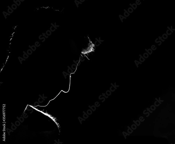 Fototapeta backlight and profile man thinking