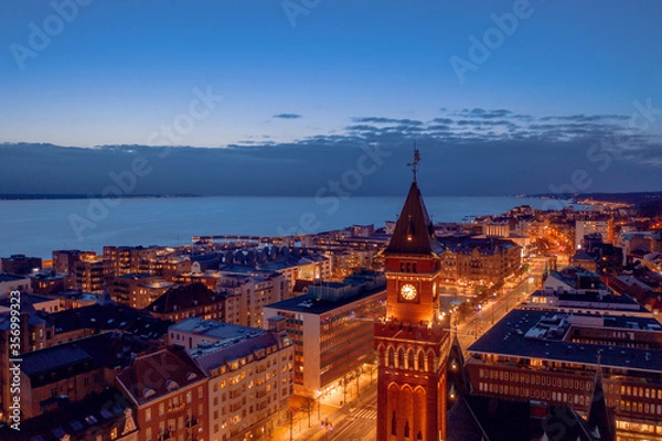 Obraz Night view from town hall of Helsingborg, Sweden
