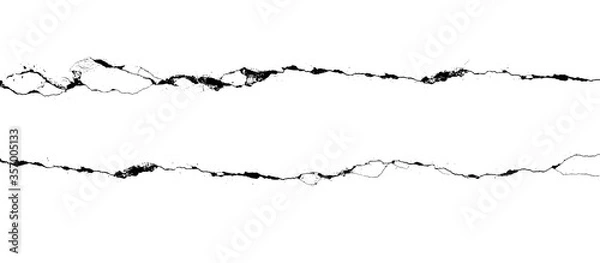 Fototapeta Two single horizontal breaks in the stone. Grunge urban background with rough surface. Dust overlay distress grained texture. One color graphic resource.