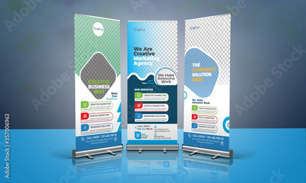 Fototapeta Professional Corporate Roll Up Banner Design 3 concepts