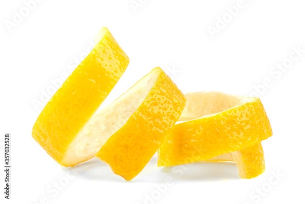 Fototapeta Lemon fruit, lemon peel on a white background, isolated.