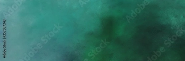 Fototapeta beautiful abstract painting background texture with sea green, cadet blue and dark slate gray colors and space for text or image. can be used as horizontal background texture