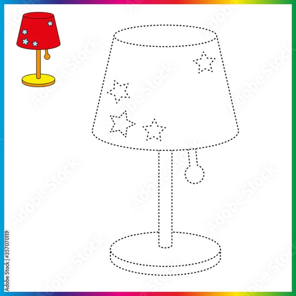 Fototapeta  connect the dots and coloring page. Worksheet - game for kids. Restore dashed line - trace game for children. puzzle game