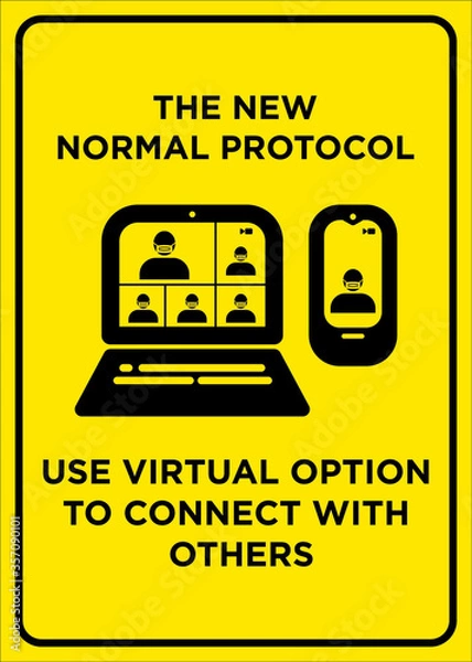 Fototapeta Vector Poster: The New Normal Protocol, Use Virtual Option to Connect with Others