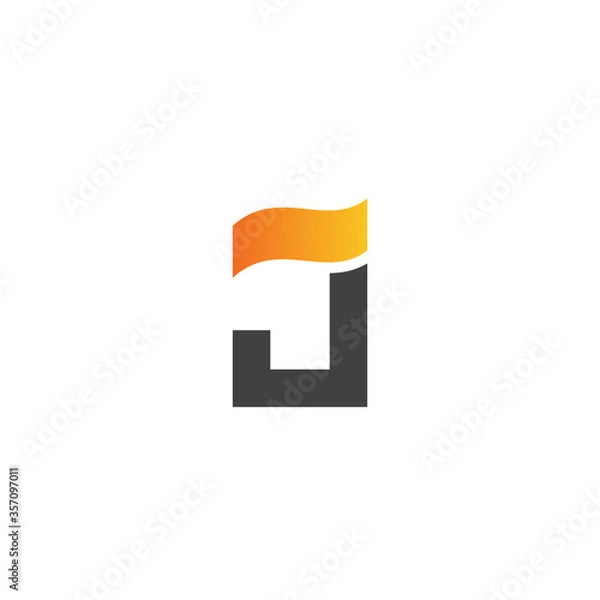 Fototapeta initial letter J logo, line art style design and template