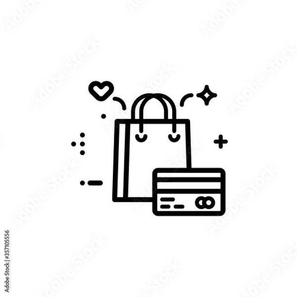 Obraz Shop bag and credit card, shopping icon on a white background
