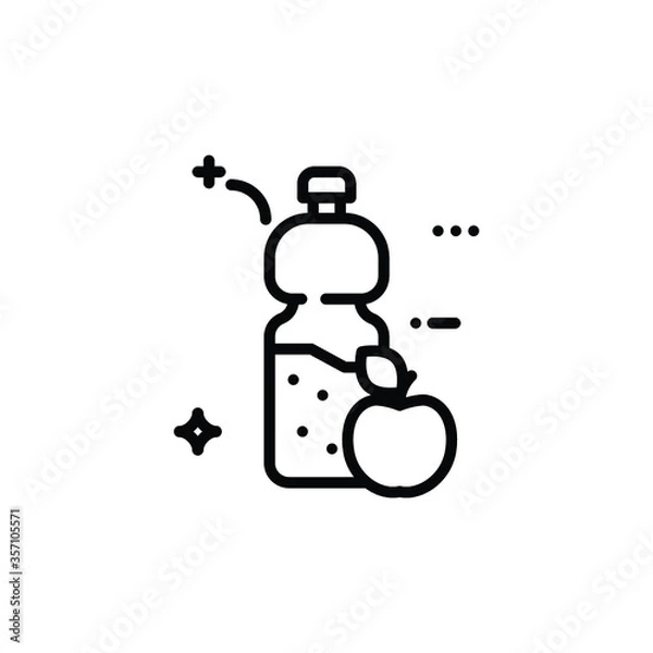Fototapeta Health and workout, water bottle and apple vector icon on a white background