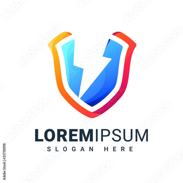 Fototapeta Thunder Shield company logo for Industry and tech 