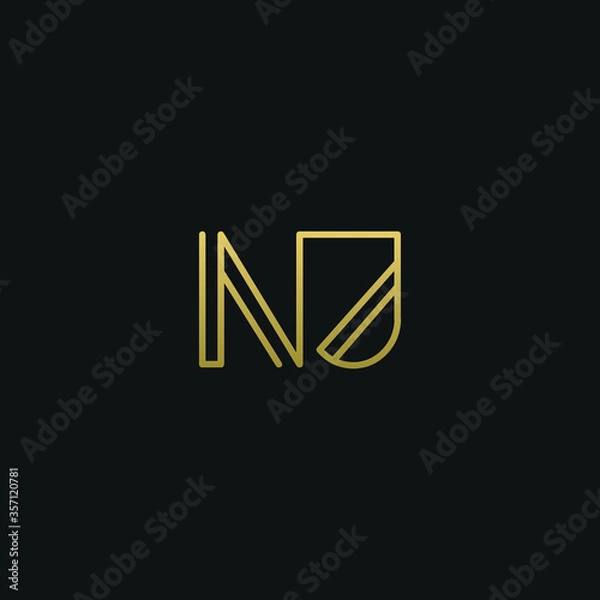 Fototapeta Creative modern elegant trendy unique artistic NJ JN N J initial based letter icon logo