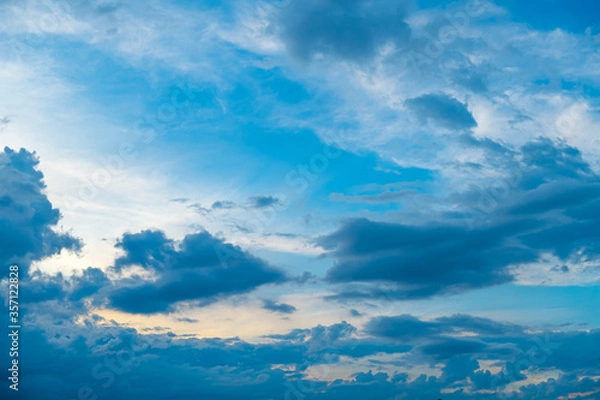 Obraz cloudy blue sky view background ,yellow light