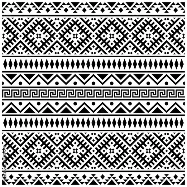Fototapeta abstract seamless patchwork pattern from black white color ethnic ornaments vector